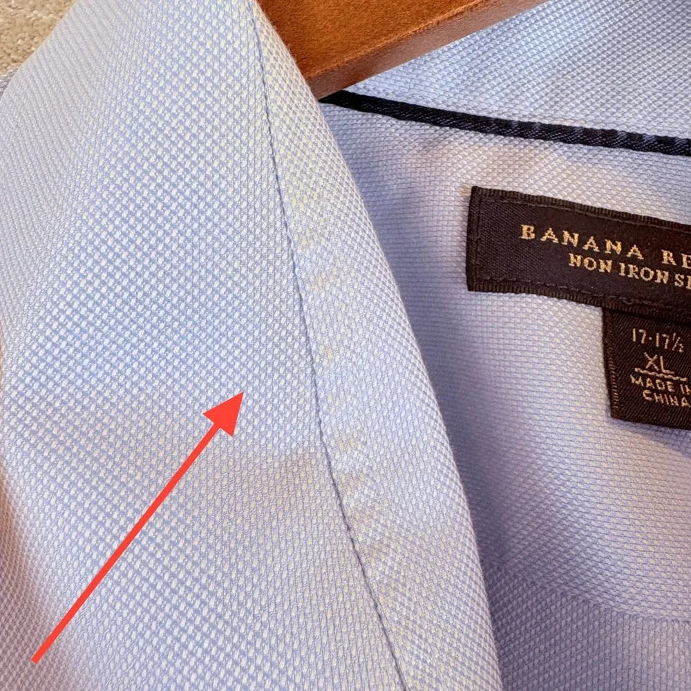 Banana Republic 17-17.5 XL Slim Fit No-Iron French Cuff Royal Oxford Dress Shirt